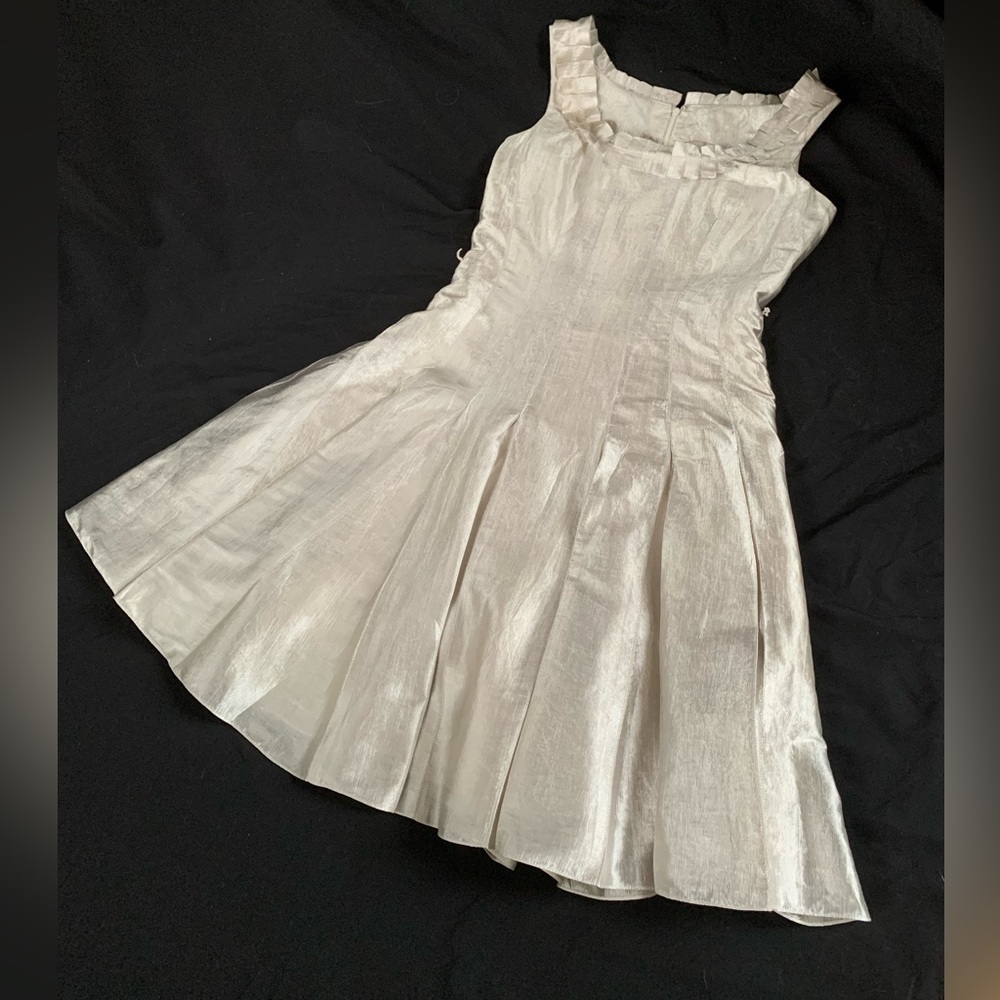 Badgley Mischka Champagne Shimmer Fit & Flare Cocktail Dress 2/4 - Picture 12 of 15